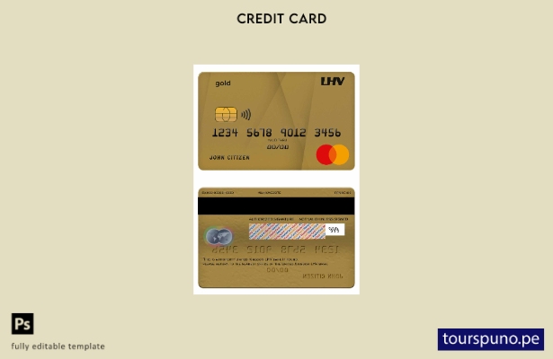 lista para imprimir plantilla dorada de mastercard del banco LHV del Reino Unido